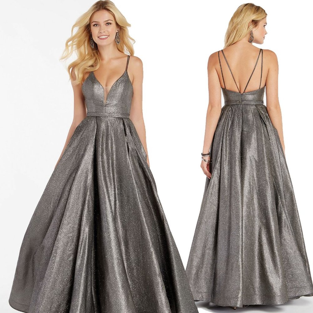 Alyce Paris Dripping Diamonds Silver Ball Gown